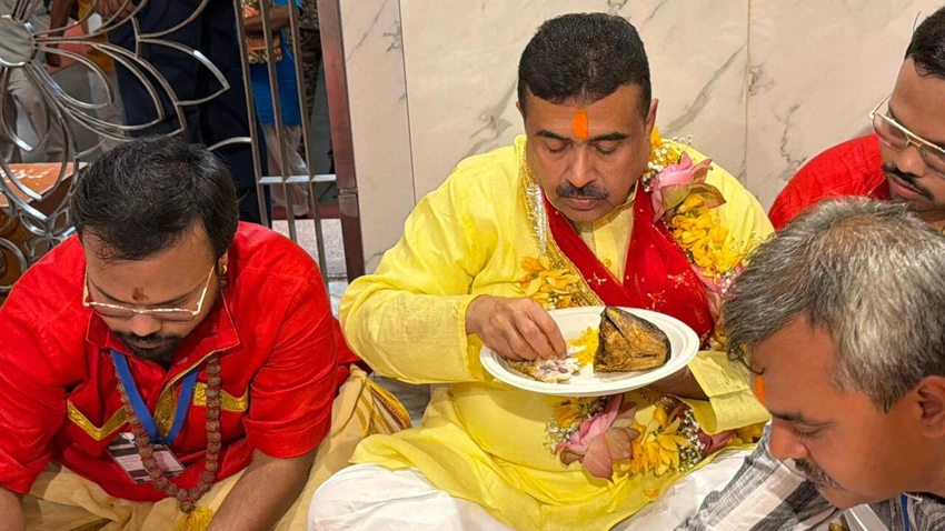 Suvendu Adhikari Eats Fish at Kalighat: BJP Hopes to End Non-Veg Row!