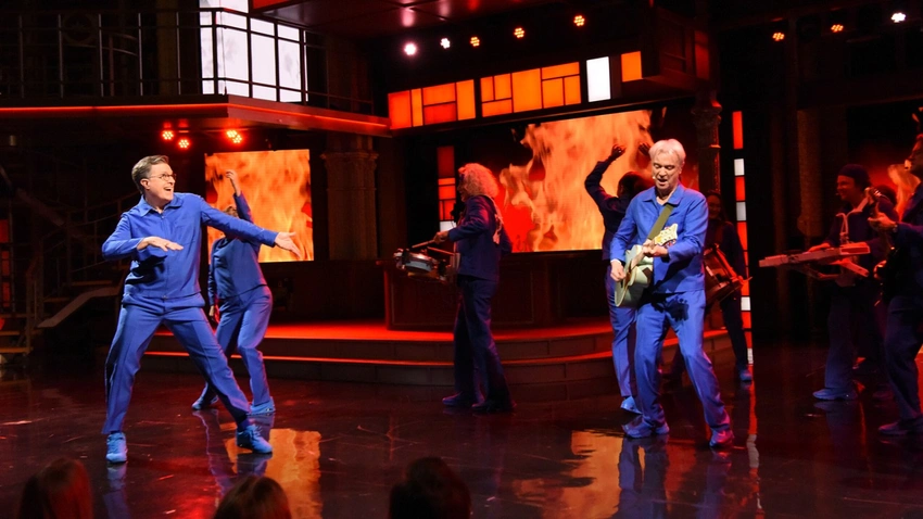 Stephen Colbert and David Byrne Burn Down the House Ahead of Late Show Finale