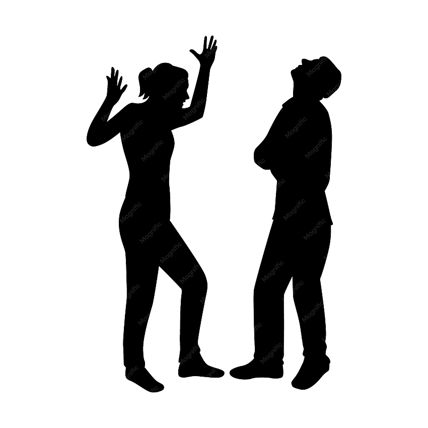 Couple arguing silhouette