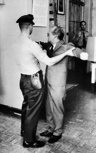 Truman Capote with Perry Smith, prison visit photo