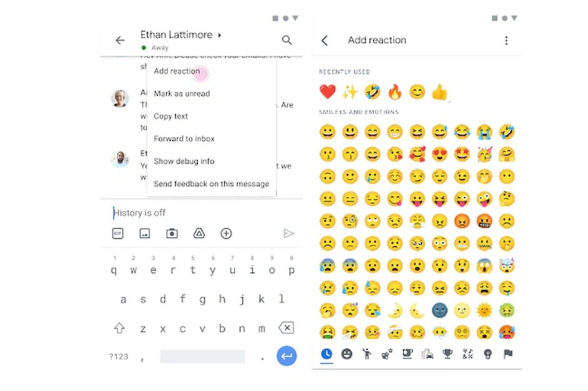 Group chat screen, emojis