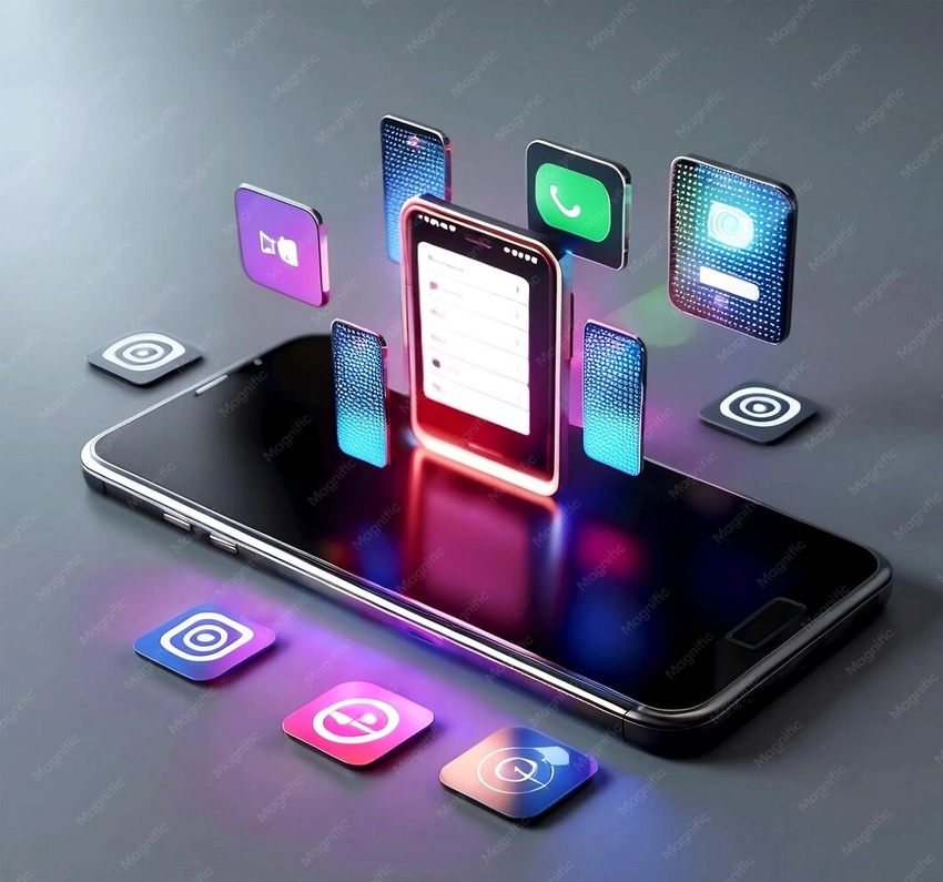 futuristic phone call, secure communication concept