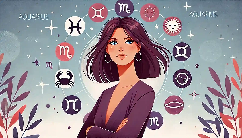 Aquarius woman looking puzzled, confusing zodiac signs, contrast