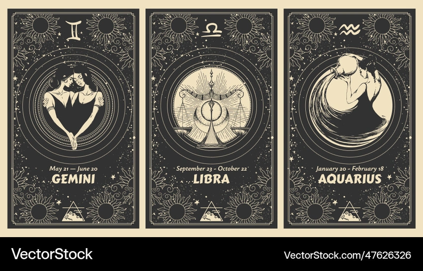 Zodiac signs holding hands illustration, Gemini Libra Sagittarius Aquarius, cosmic connection