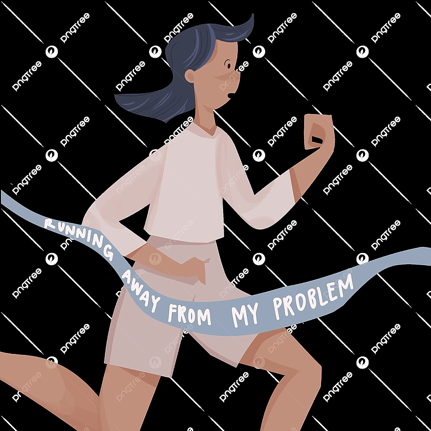 Woman running away from a problem, humorous dating advice