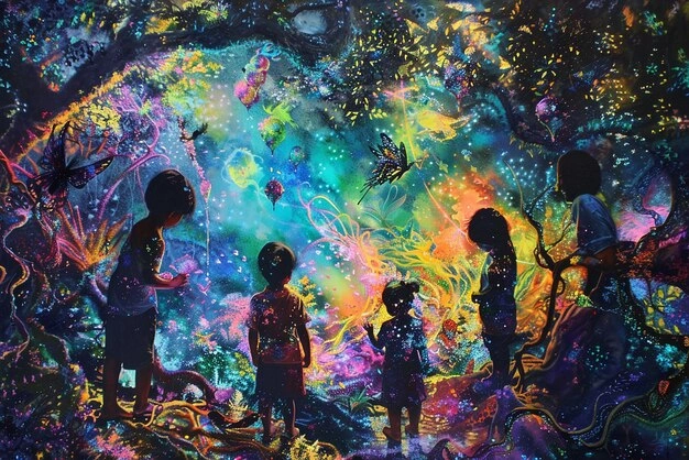 colorful creative space, abstract art play, inner child drawing