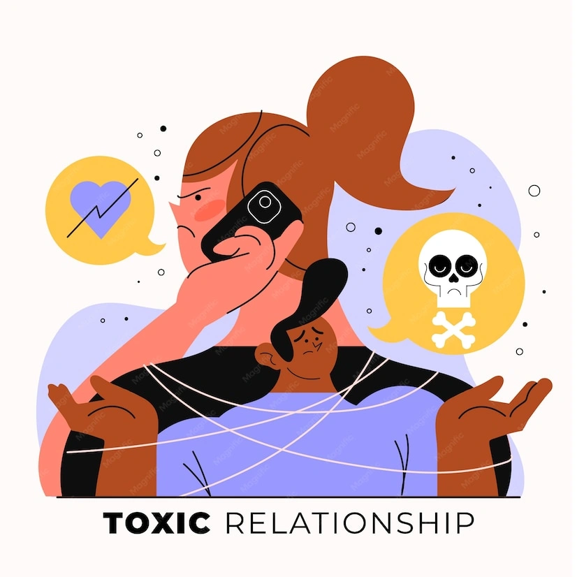 Toxic relationship chaos illustration