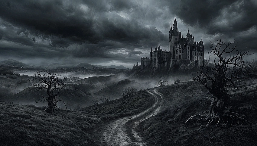 Gothic romance stormy landscape