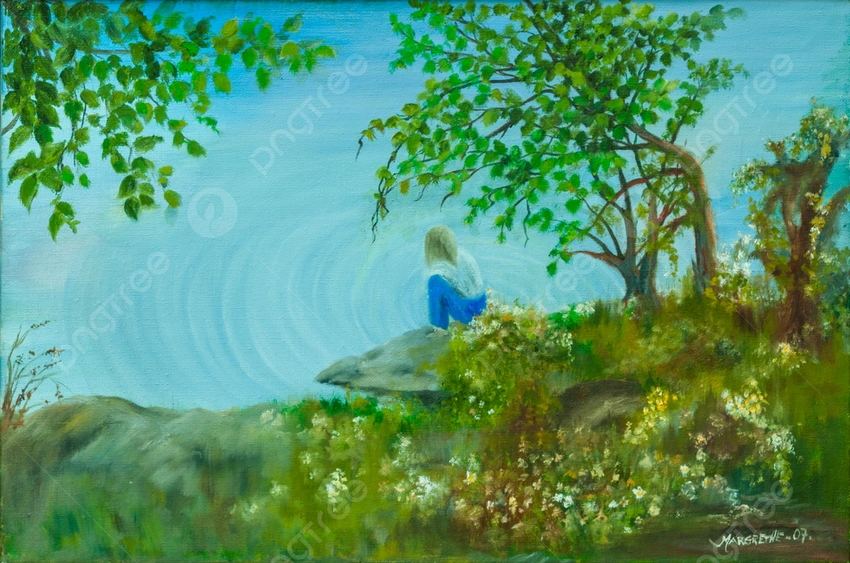 solitary girl drawing nature