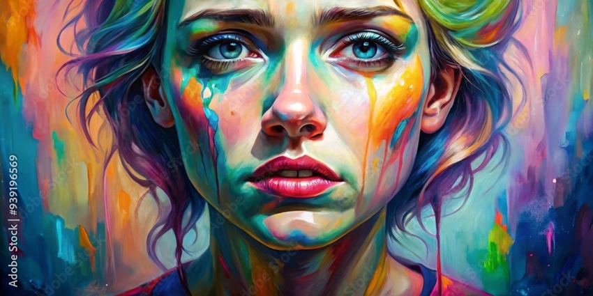 Woman feeling invalidated, pastel colors