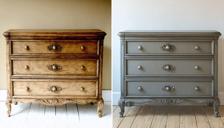 Vintage furniture restoration before after