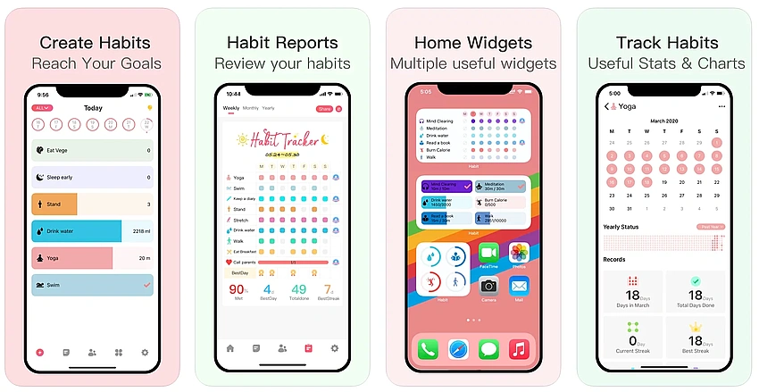 Calendar with small consistent tasks marked, habit tracking app