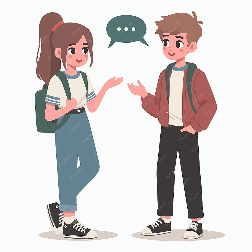 Teen couple talking, no phones, focus on connection