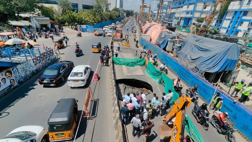 Chennai Sinkhole Swallows Car! ⚠️ Road Safety Concerns Mount in India