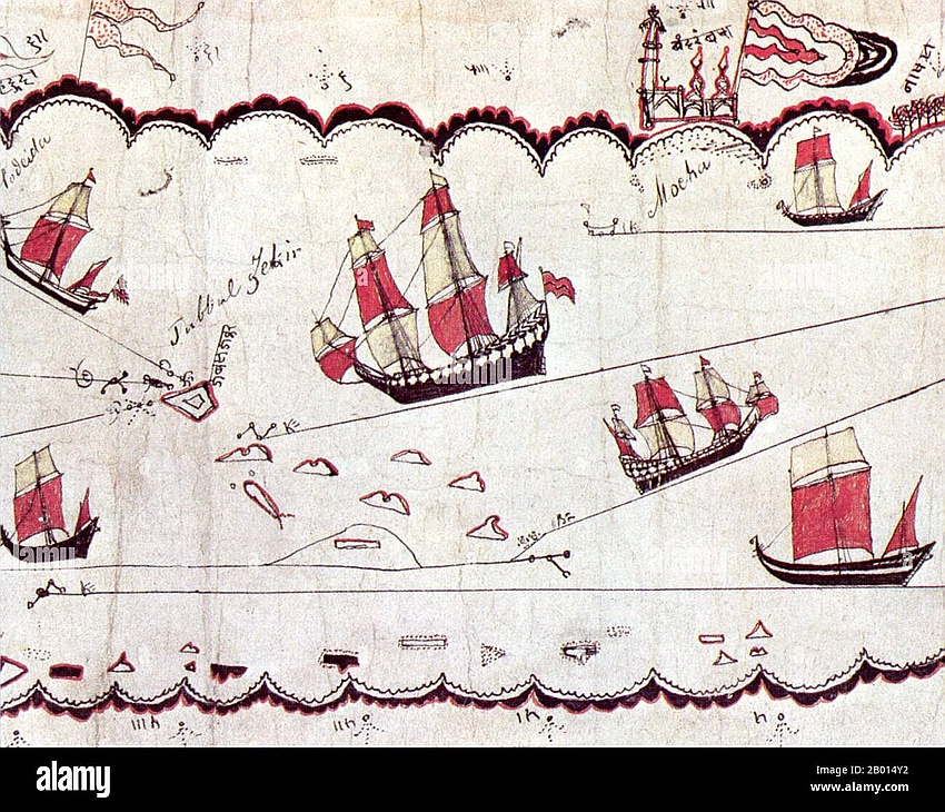 East India Company ships historical painting, 17th century trade routes map