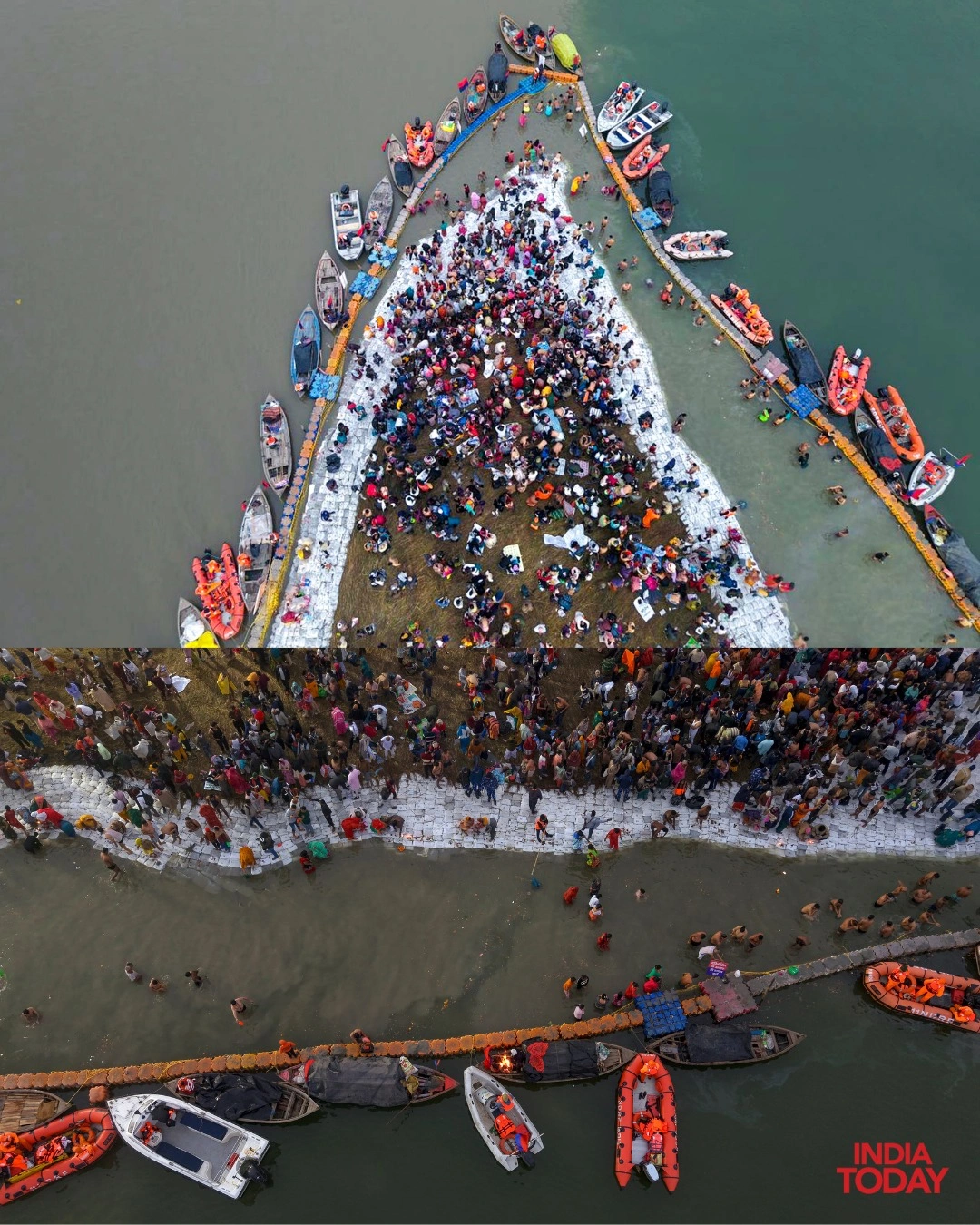 Huge Crowd Gathers at Triveni Sangam for Magh Mela 2026 Shahi Snan