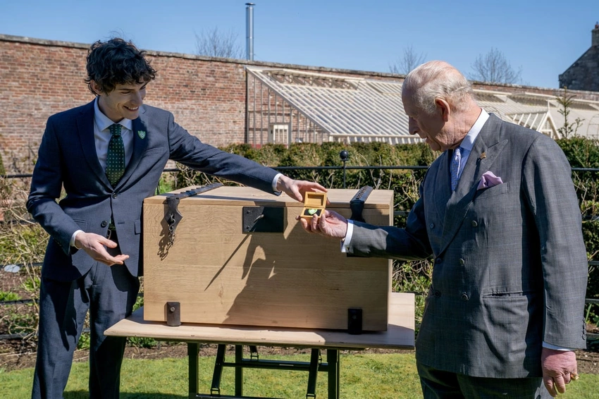 King Receives Blue Peter Green Badge for Environmental Work at Dumfries House