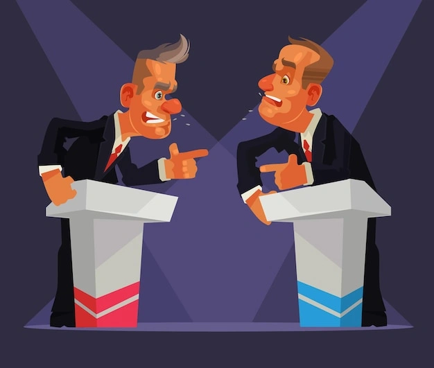 person debating vigorously online cartoon