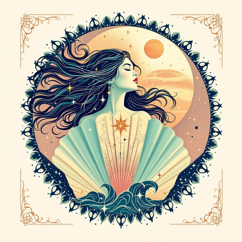 Celestial Venus goddess illustration, soft glow