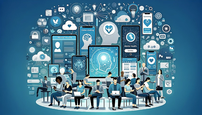 Blended mental health care, technology and human support, interconnected wellness