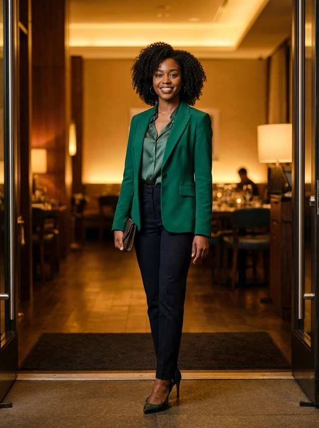 confident woman getting ready for a date, unique style