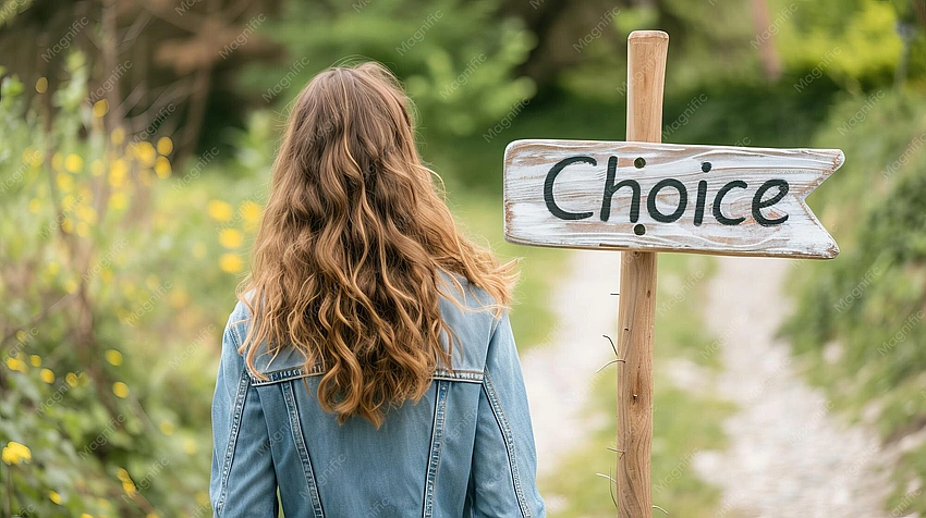 woman building a path to a better future, thoughtful present moment