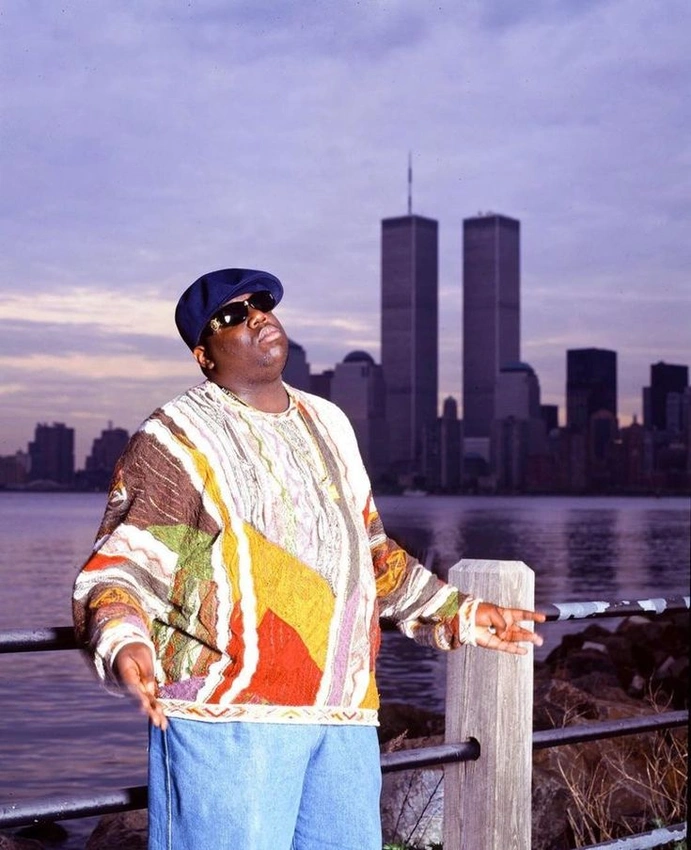 Old school hip hop producer, 90s New York city skyline