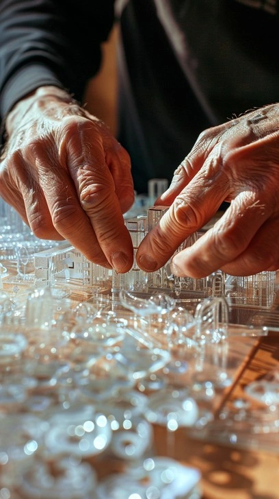 Person making crafts, focused hands