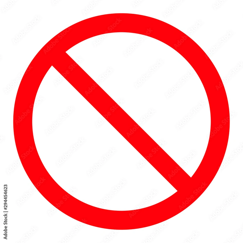 'no' sign, red stop sign, broken chain