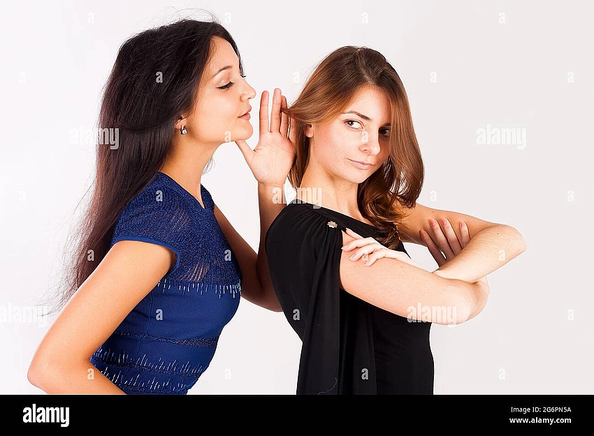 gossiping friends, backstabbing, distant stare