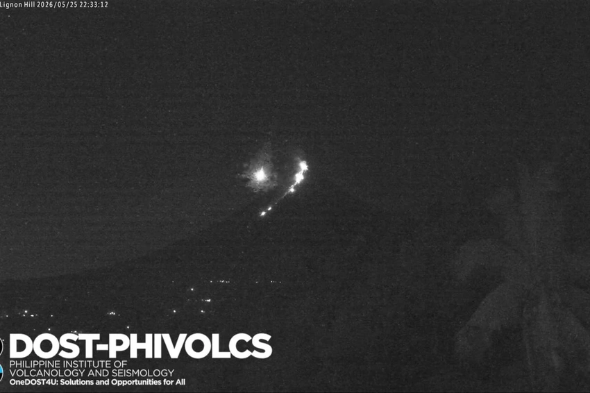 Neon Green Meteor Streaks Past Erupting Mount Mayon in Epic Video