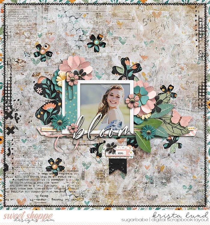 Aesthetic flat lay with open digital scrapbook on screen