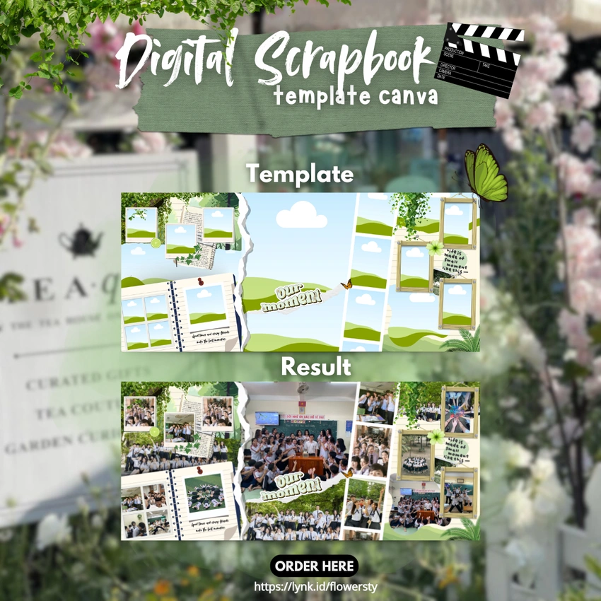 Canva interface with scrapbook design elements