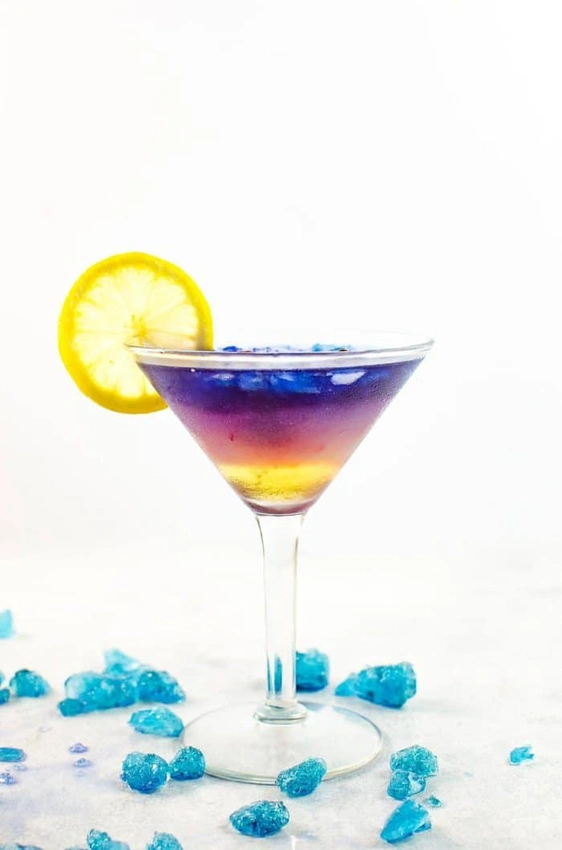 Aquarius layered color changing cocktail