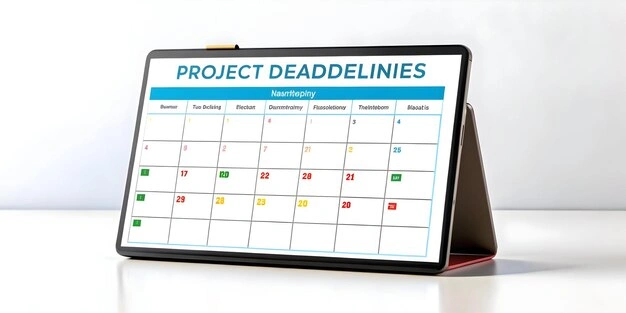 Calendar with business deadlines overlayed on a hobby craft