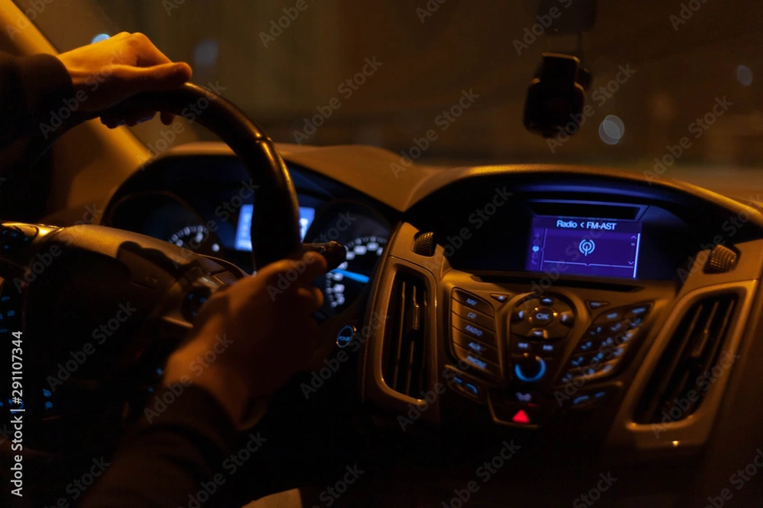 moody car interior night
