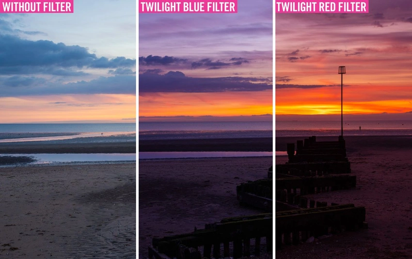 Twilight blue filter comparison