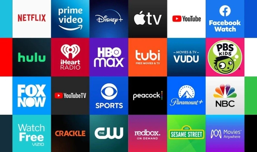 Person with many streaming service logos around them, looking wistful