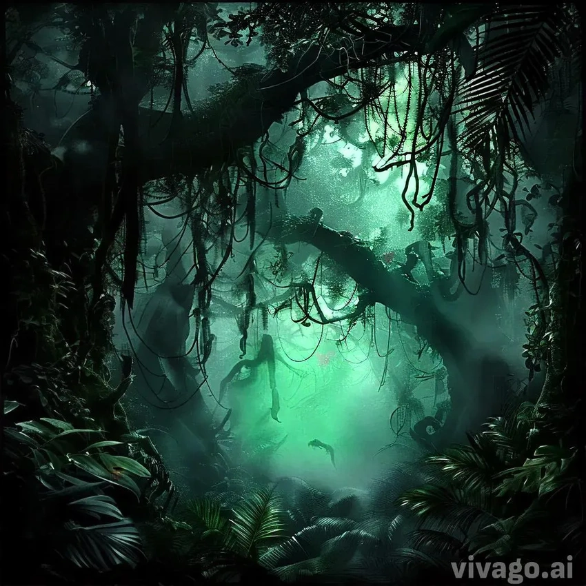 Shadows in jungle, ominous, fear