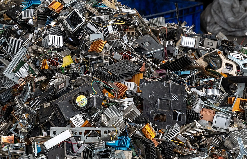 pile of e-waste recycling