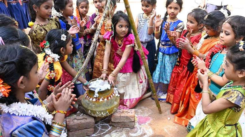 Festive Sankranti Spirit Shines at Vizag Schools Ahead of Holidays