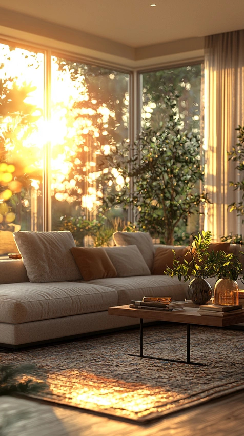 cozy living room natural light architectural