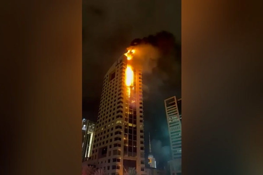 Kuwait City Tower Engulfed in Flames After Drone Attack