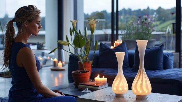person relaxing in clean living room light