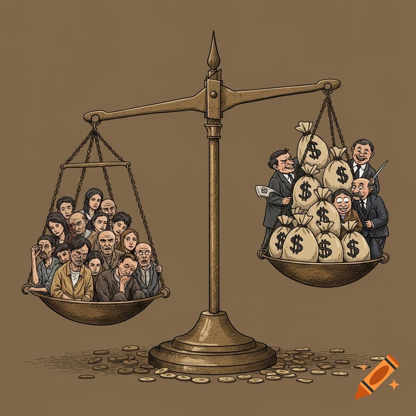 Unbalanced scales of justice, wealth inequality
