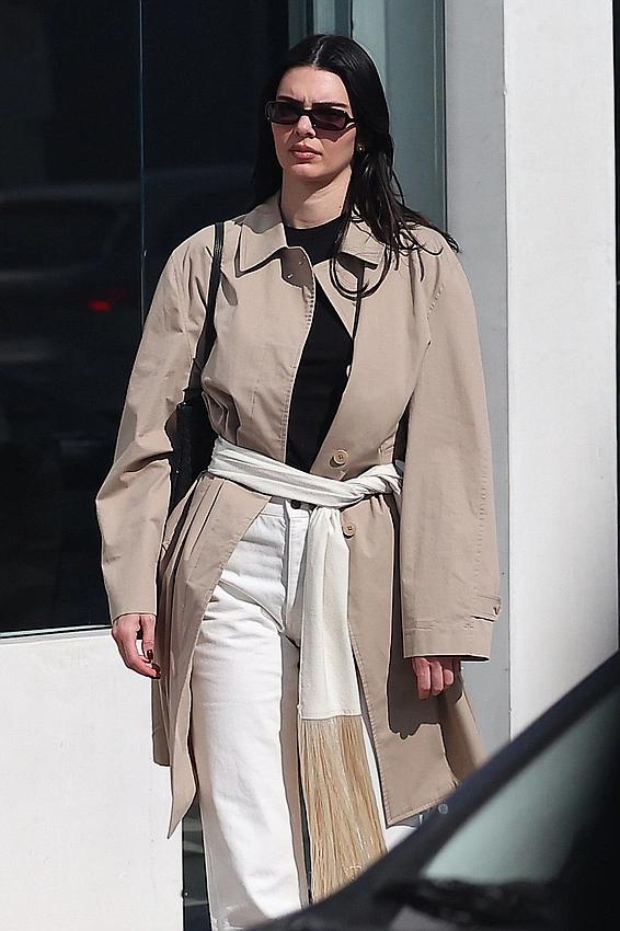 Kendall Jenner Elevates Her Look with a Scarf Belt in Los Angeles