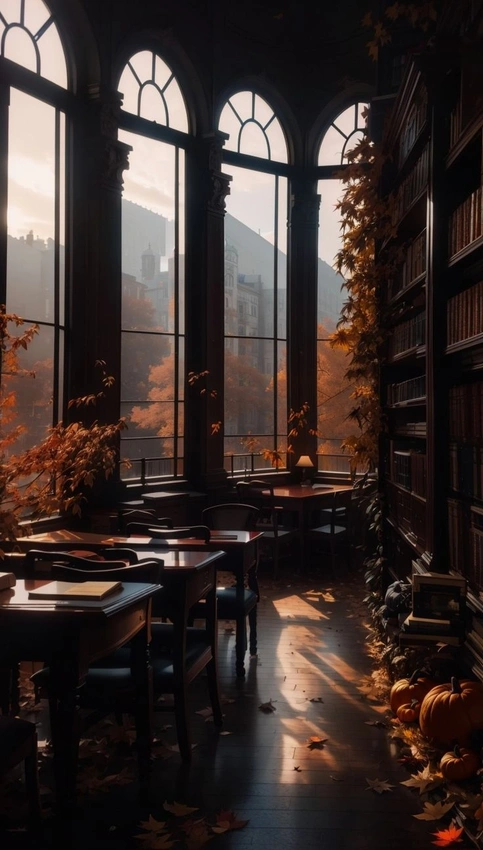 Dark academia aesthetic, ivy league campus autumn