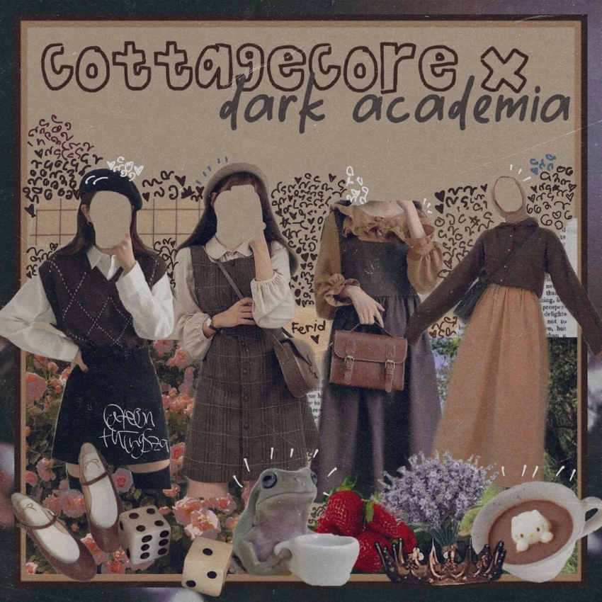 best friends cottagecore dark academia y2k grunge soft girl streetwear fashion collage