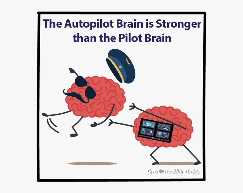 mind blown emoji, brain on autopilot illustration