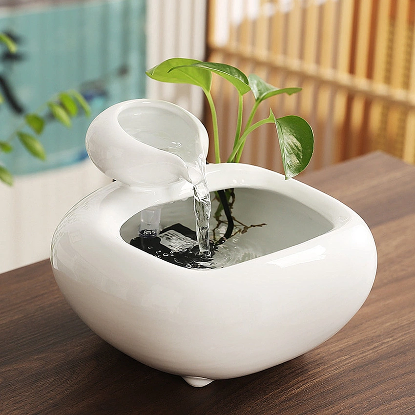 minimalist ceramic tabletop water feature